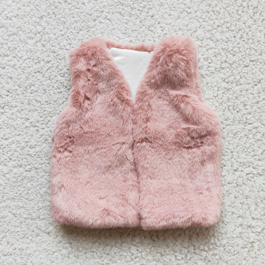 Girls pink winter sherpas soft vest  6 A21-14