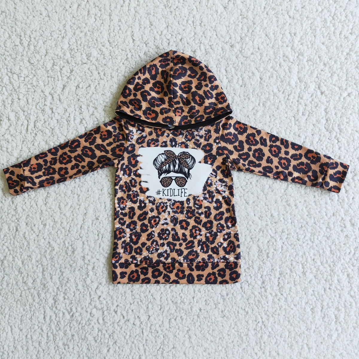 (Promotion) 6 C9-18 KIDLIFE Leopard Print Girls Long Sleeve Hoodie Top