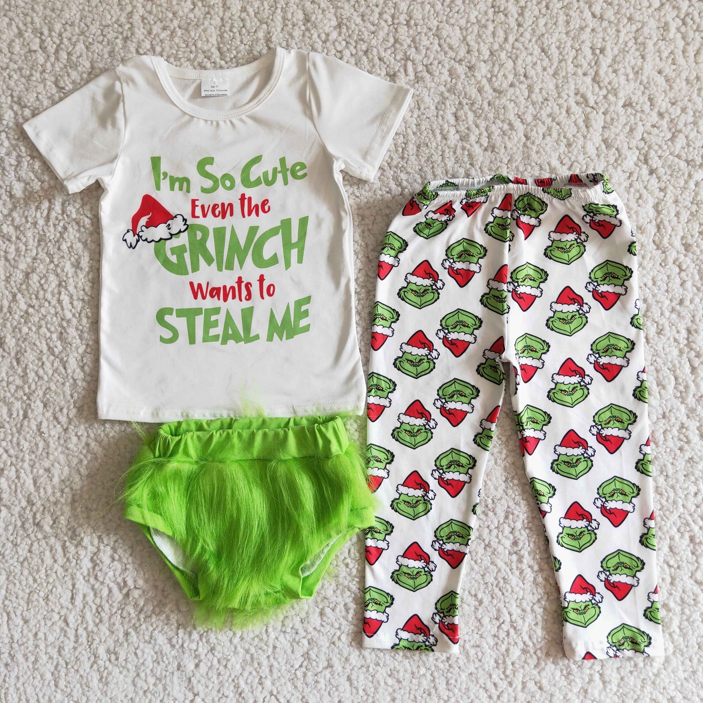 I'mSo Cute Christmas Green Frog legging pants and FUR bummie 3 pcs outfits   GSPO0100