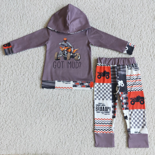 GOT MUD Hoodie Top Checkered Pants Boys Clothes Set  6 A10-28