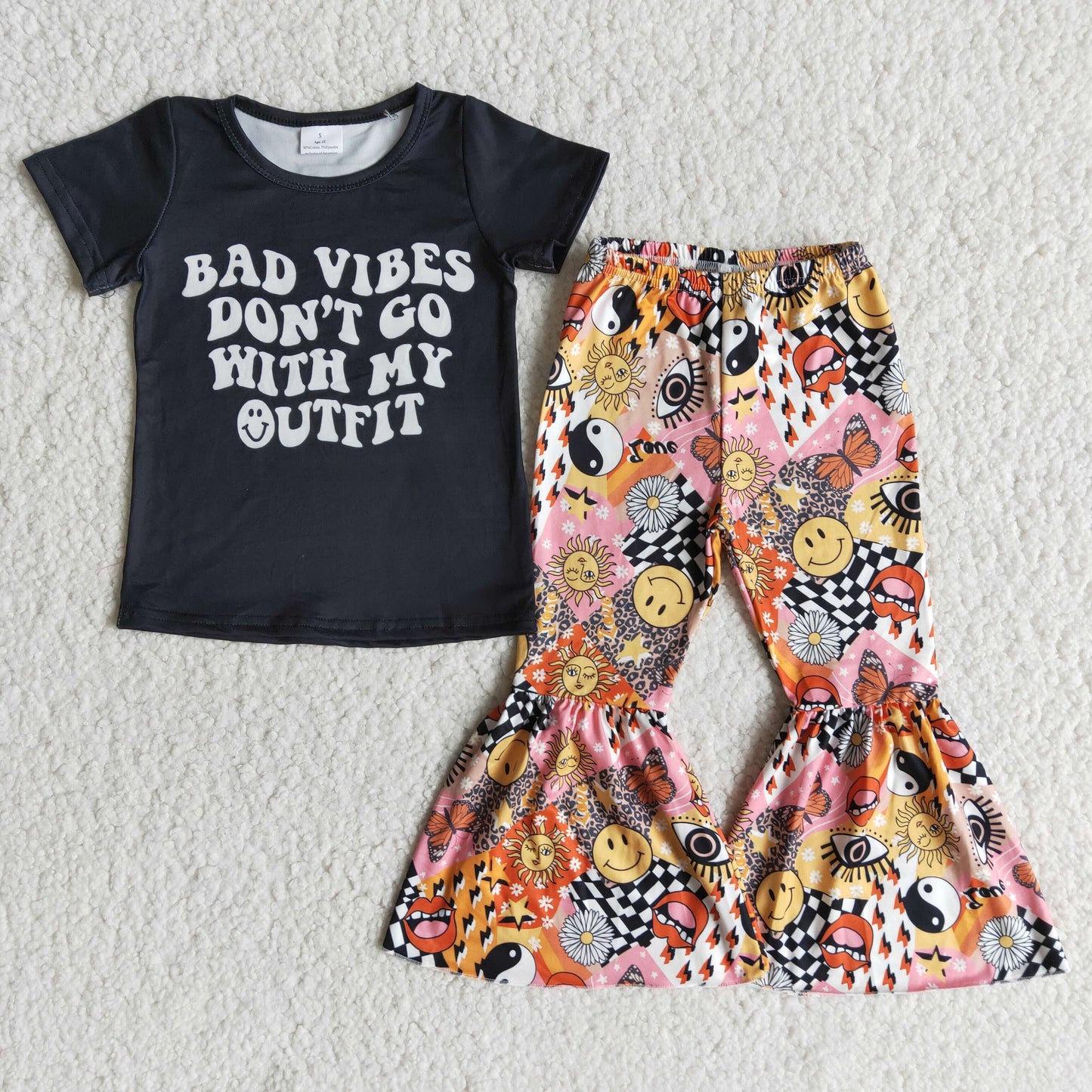 (Promotion)Short sleeve bell bottom pants outfits  E7-1