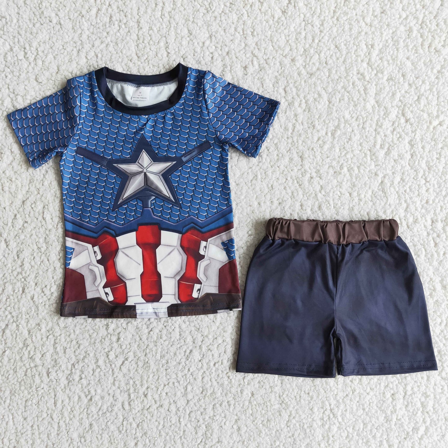 (Promotion)Cartoon Hero Boys short sleeved summer outfits  E12-12