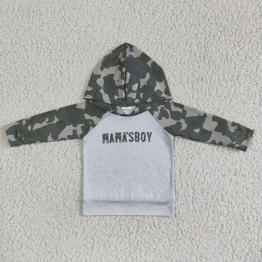 MAMAS BOY Camo Boys Raglan Sleeve Hoodie Top  6 A30-28