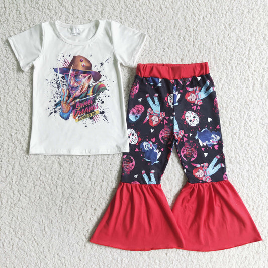 GSPO0127 Cartoon Film Characters Top Doll Bell Pants Girls Halloween Clothes Set