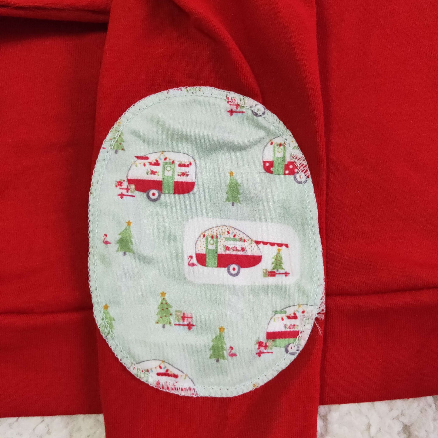 BT0047 Camping Tree Print Red Boys Christmas Long Sleeve Pullover Top