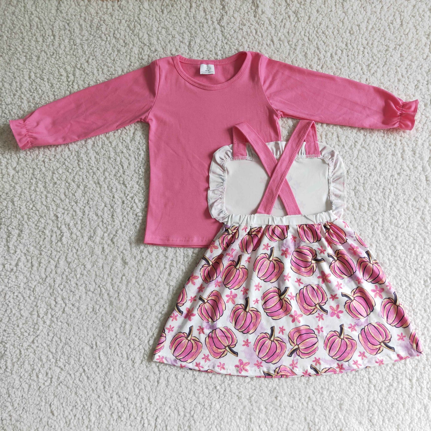 Girls pink fall pumpkin Outfits   GLD0032