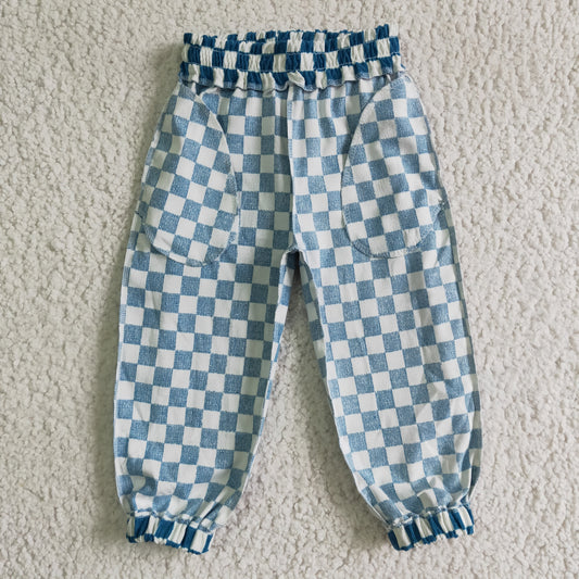Kids cotton checkerboard print pants P0018