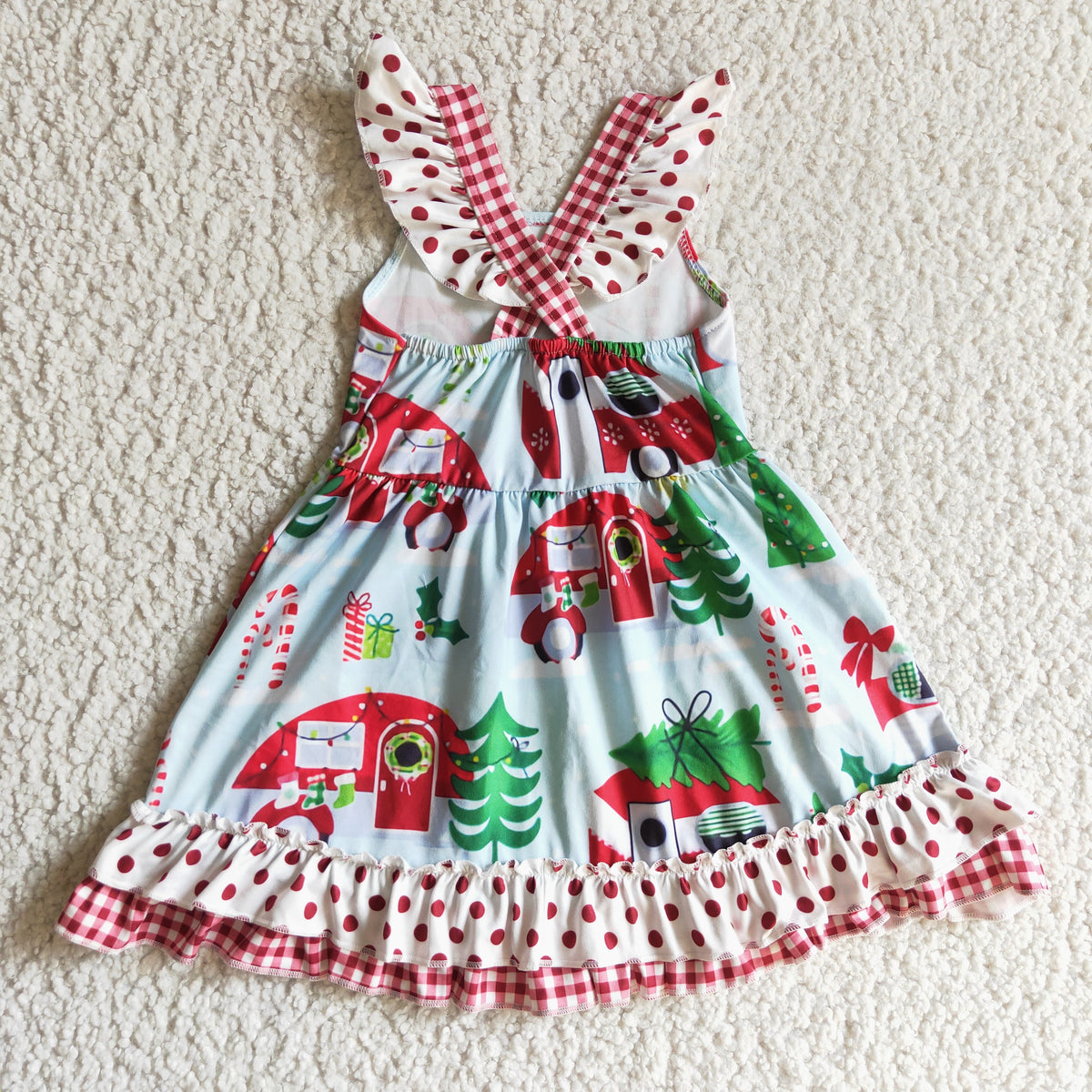 Girls flutter sleeve Christmas dress       GSD0145