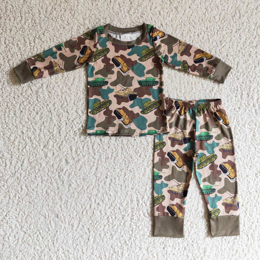 BLP0124 Camo Tank Print Boys 2pcs Pajama Clothes Set