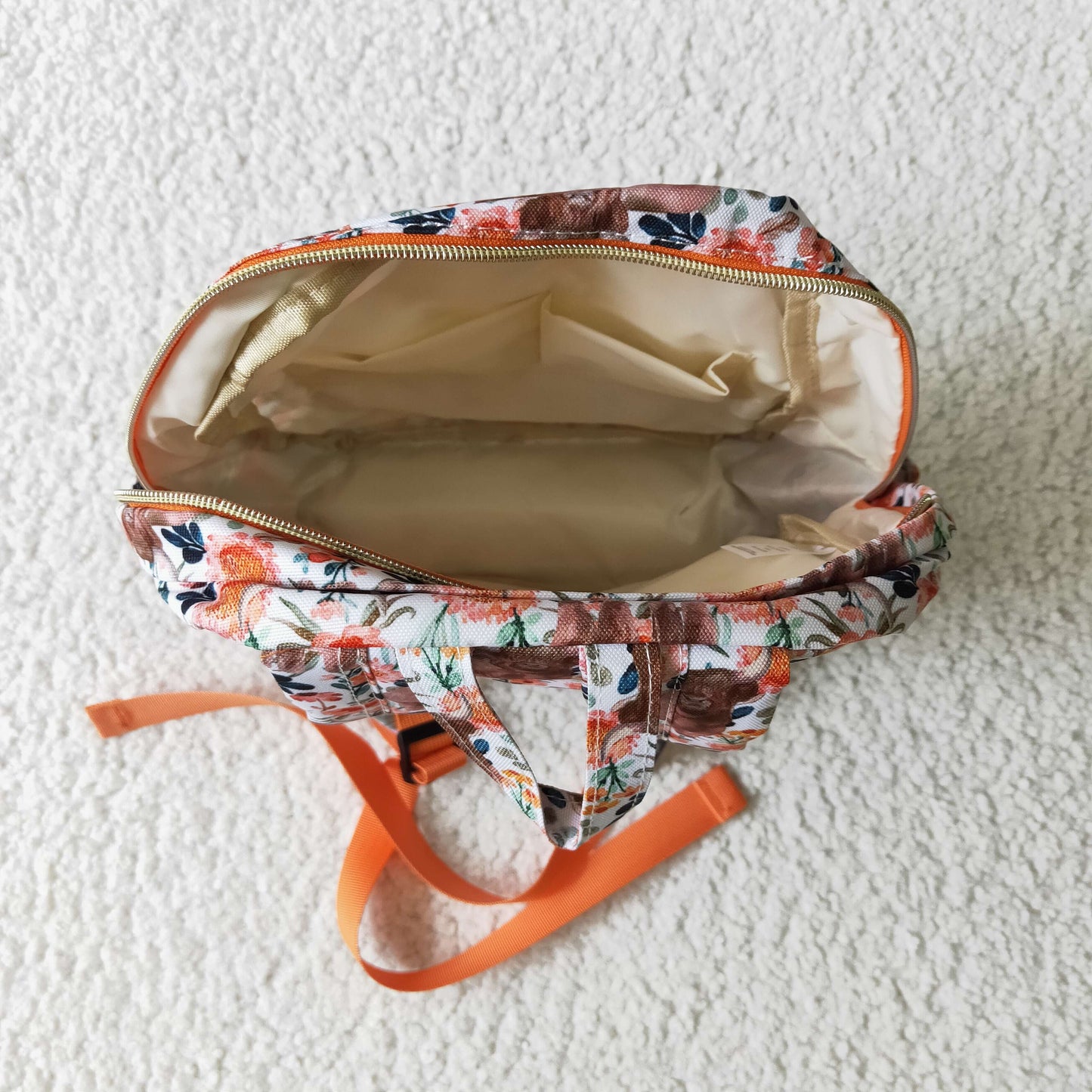 Orange flora highland cow print Bag   BA0027