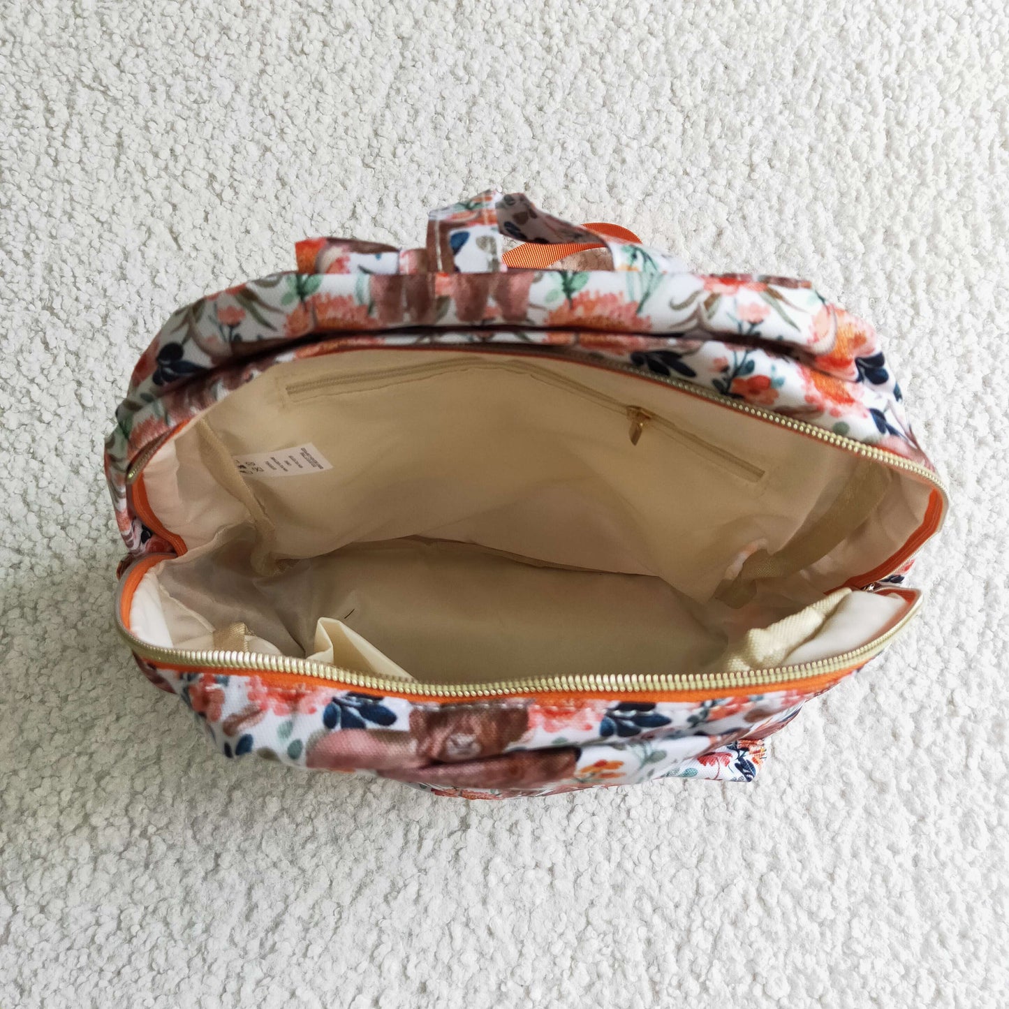 Orange flora highland cow print Bag   BA0027