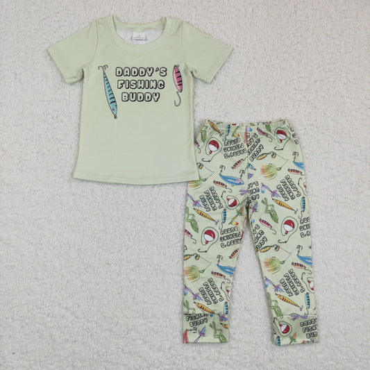 BSPO0038 Daddy's Fishing Buddy Print Boys Clothes Set