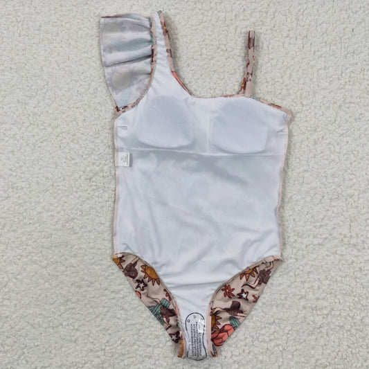 Girls western cactus print swimsuit    S0034