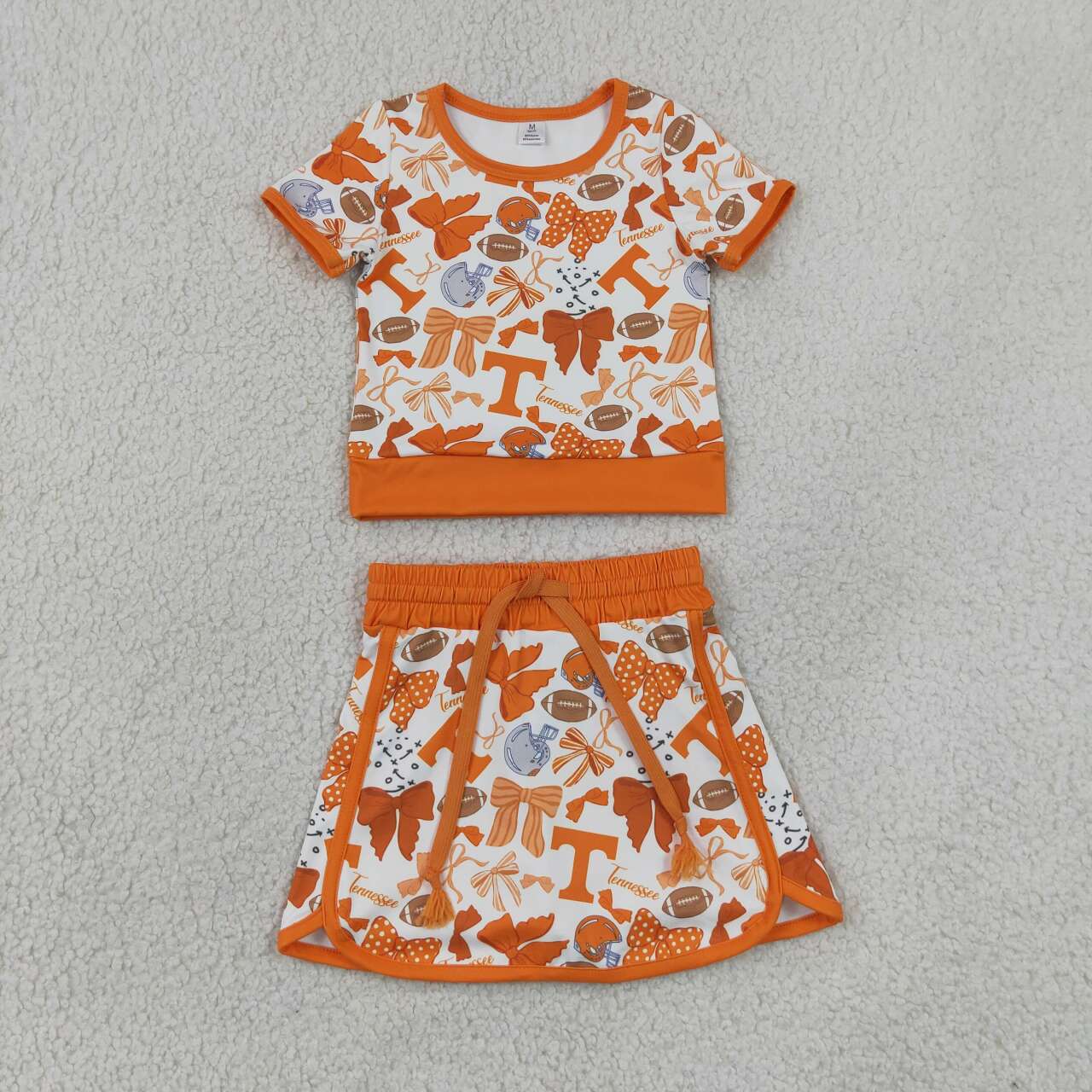 GSD4181 Teams Tennessee Bows Print Girls Summer Yoga Clothes Set