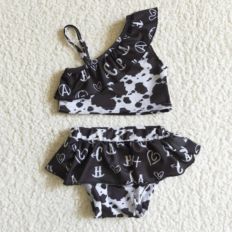 Sibling Baby Girls Western 2pcs Ruffles Beach Wear Swimsuits
