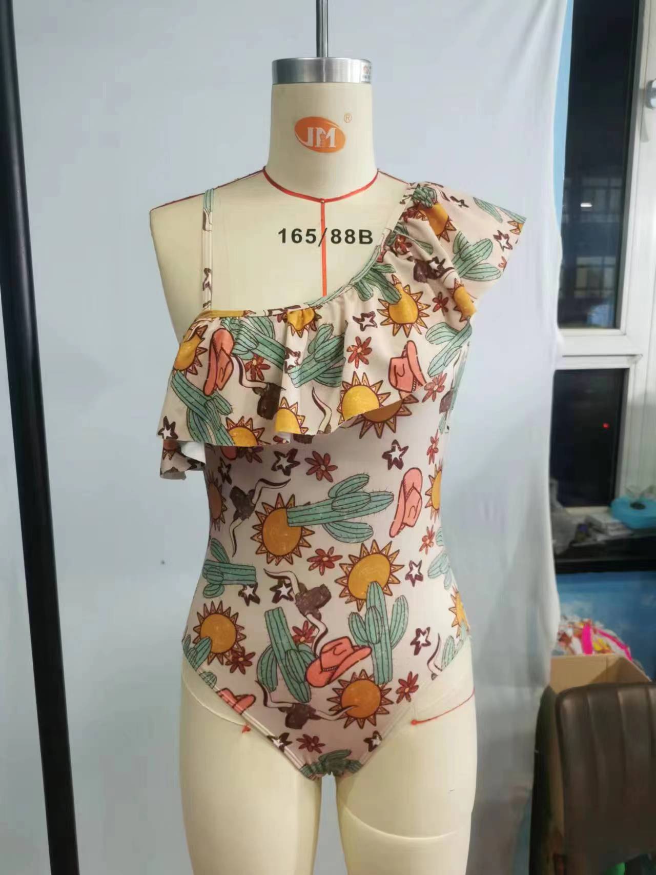 Girls western cactus print swimsuit    S0034