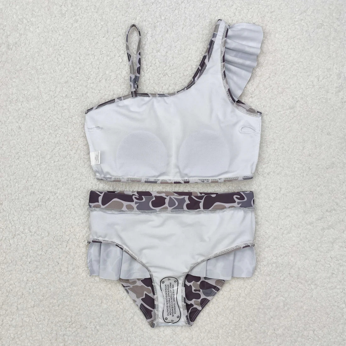 Sibling Baby Girls Strap Western Camo Print Ruffle Swimsuits