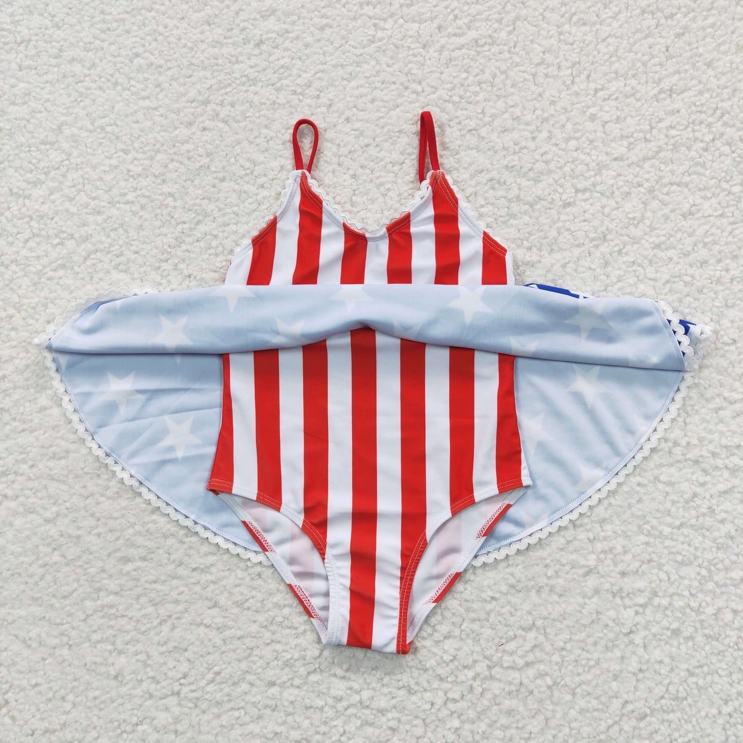 S0091 Stars Stripes Strap Skirts Girls 4th of July Swimsuits