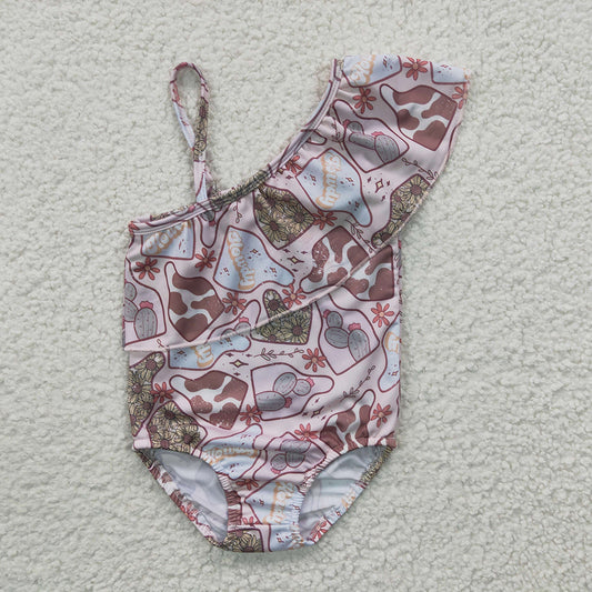 S0104 Baby Girls Tags Howdy Cactus 1 Piece Swimsuits