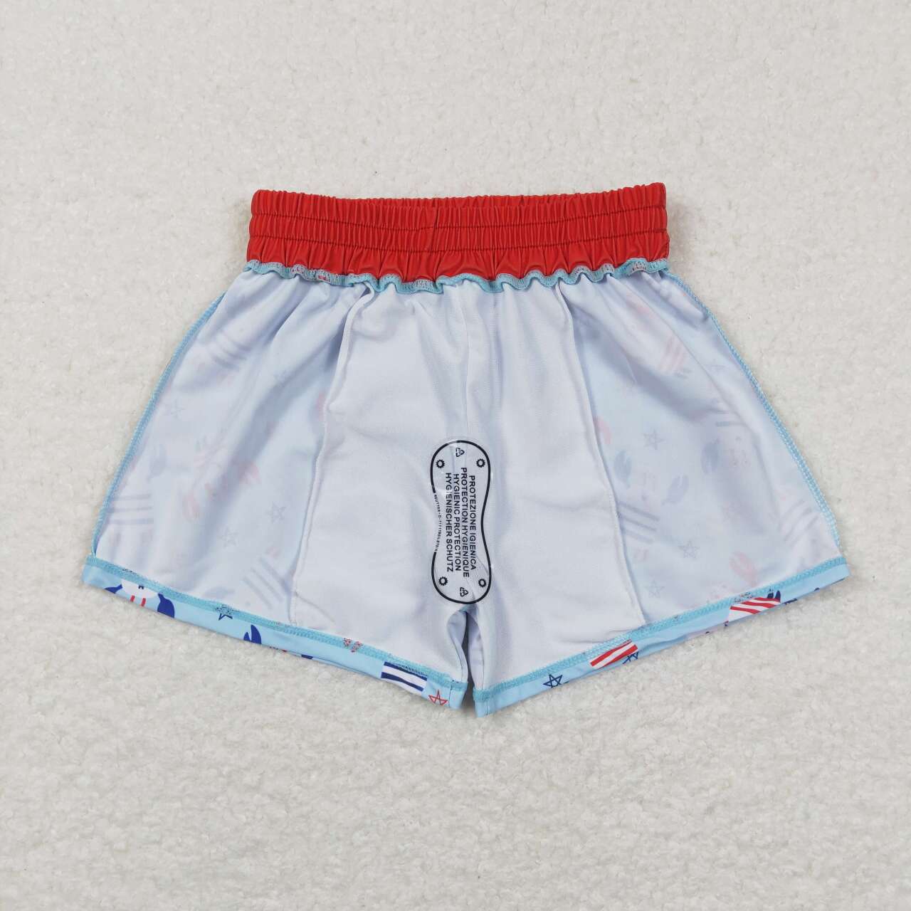S0187  Crab Stars Print Boys 4th of July Swim Trunks