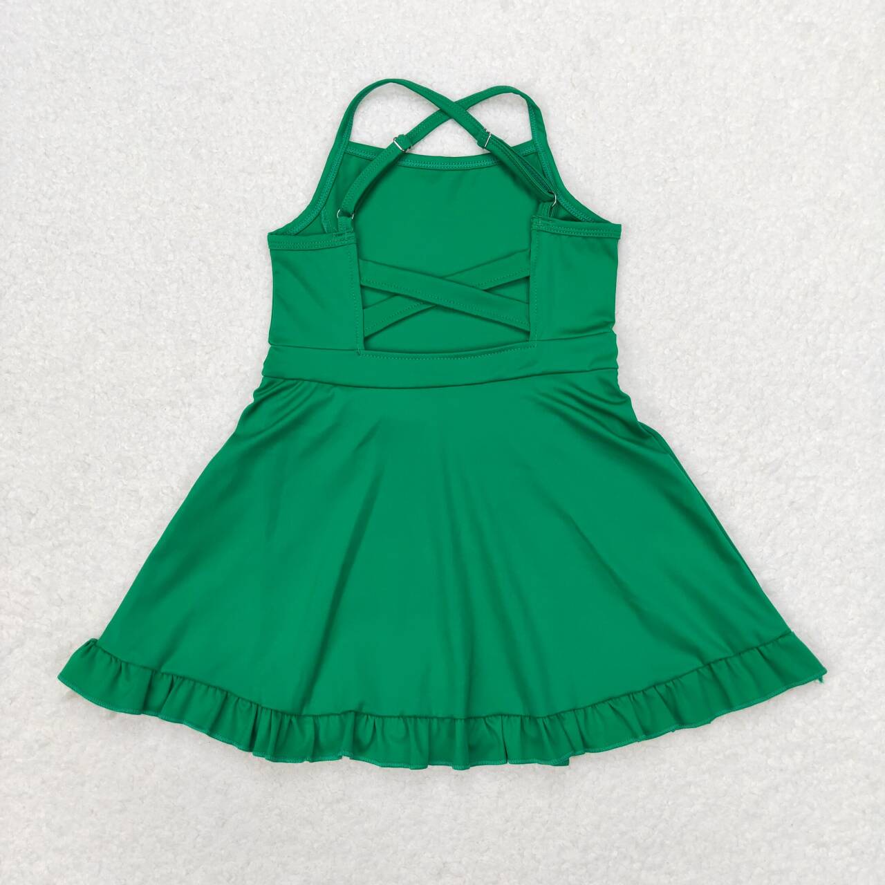 14 Colors Baby Girls Strap Ruffle Yoga Knee Length Dress Sisters Wear