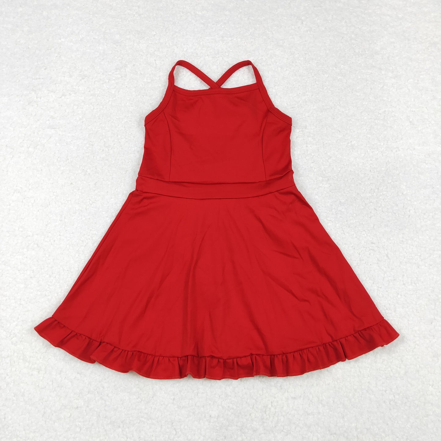 14 Colors Baby Girls Strap Ruffle Yoga Knee Length Dress Sisters Wear