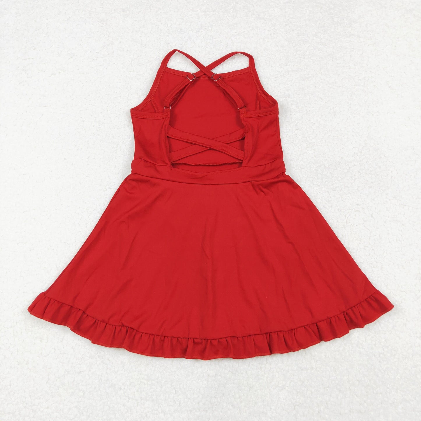 14 Colors Baby Girls Strap Ruffle Yoga Knee Length Dress Sisters Wear