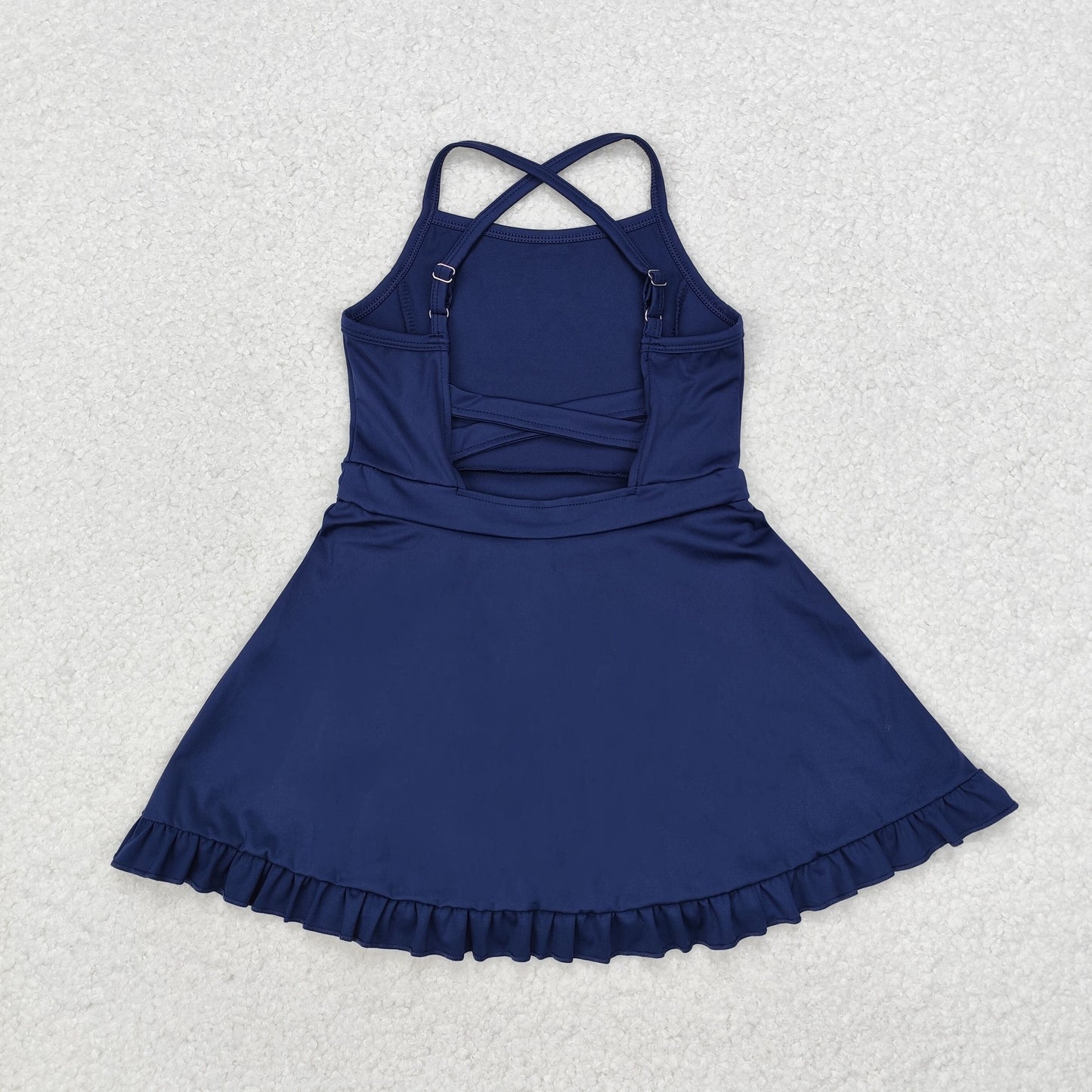 14 Colors Baby Girls Strap Ruffle Yoga Knee Length Dress Sisters Wear
