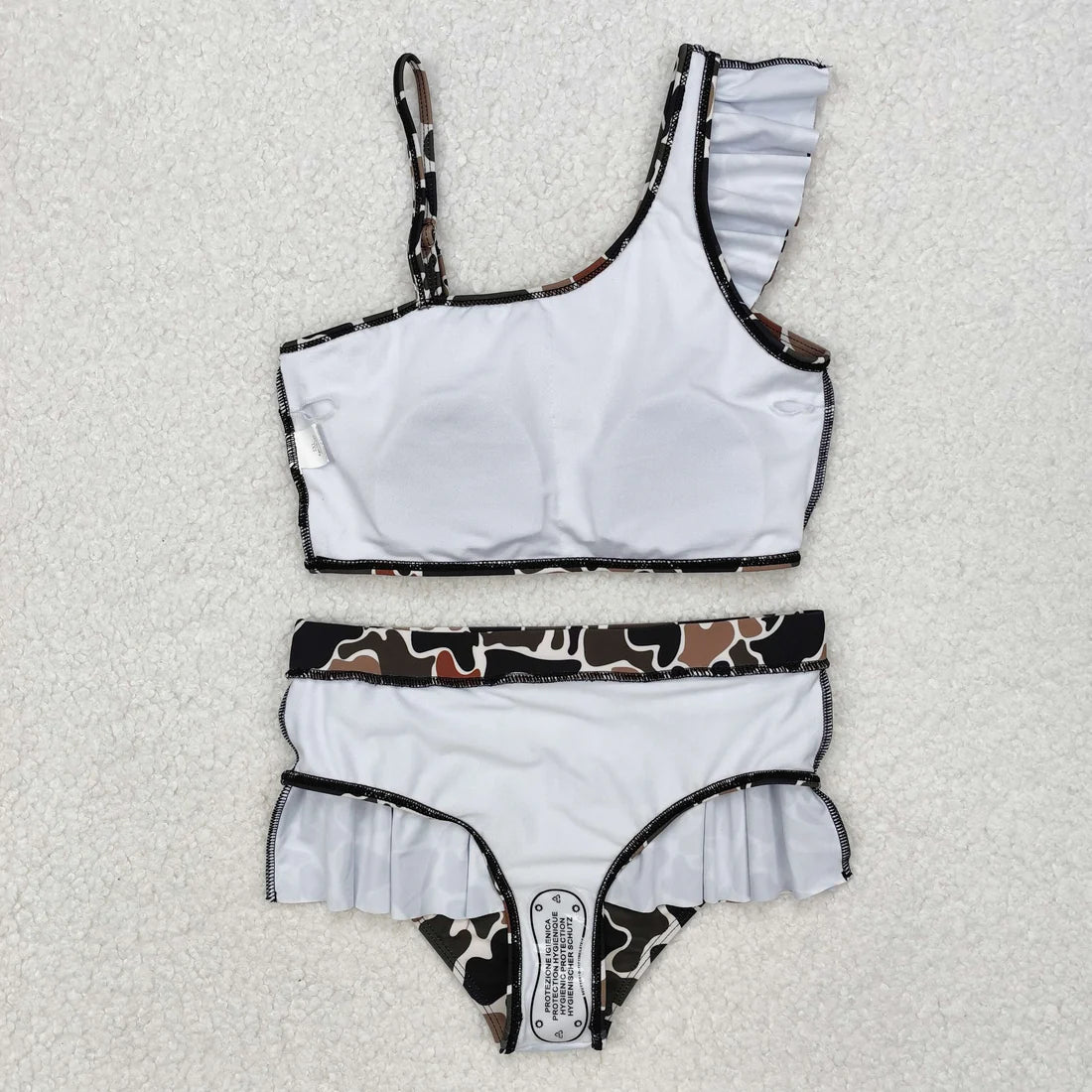 Sibling Baby Girls Strap Western Camo Print Ruffle Swimsuits
