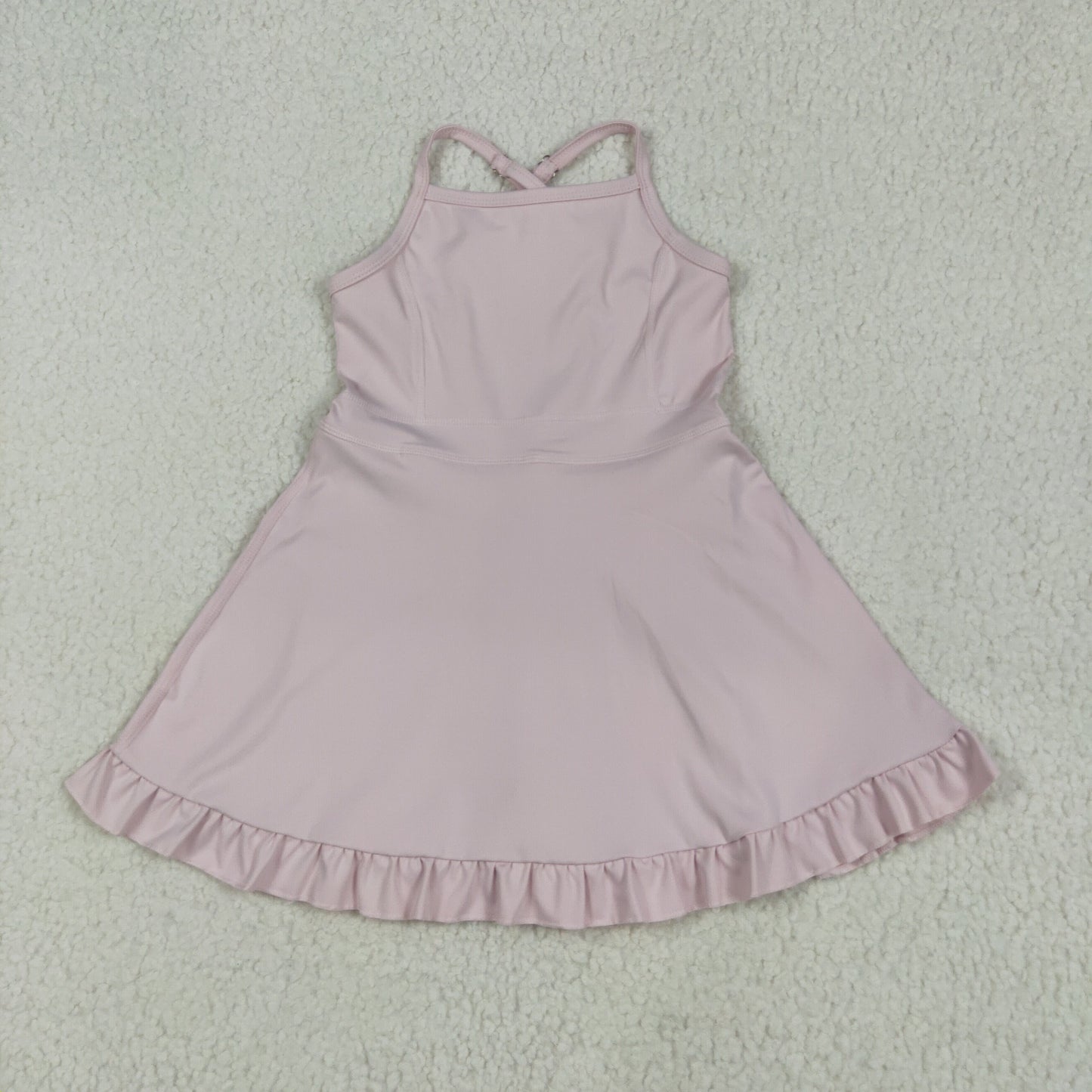 14 Colors Baby Girls Strap Ruffle Yoga Knee Length Dress Sisters Wear