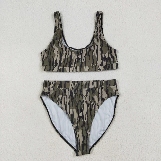 Adult Women Western Camouflage Top Bummies 2pcs Bikini Swimsuits Sets
