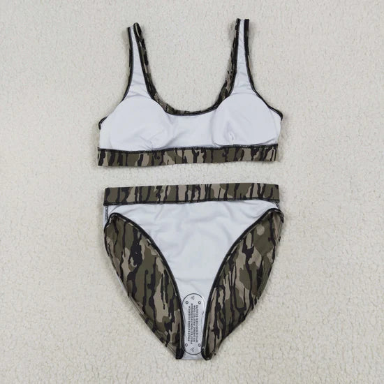 Adult Women Western Camouflage Top Bummies 2pcs Bikini Swimsuits Sets
