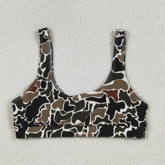 Adult Women Western Camouflage Top Bummies 2pcs Bikini Swimsuits Sets