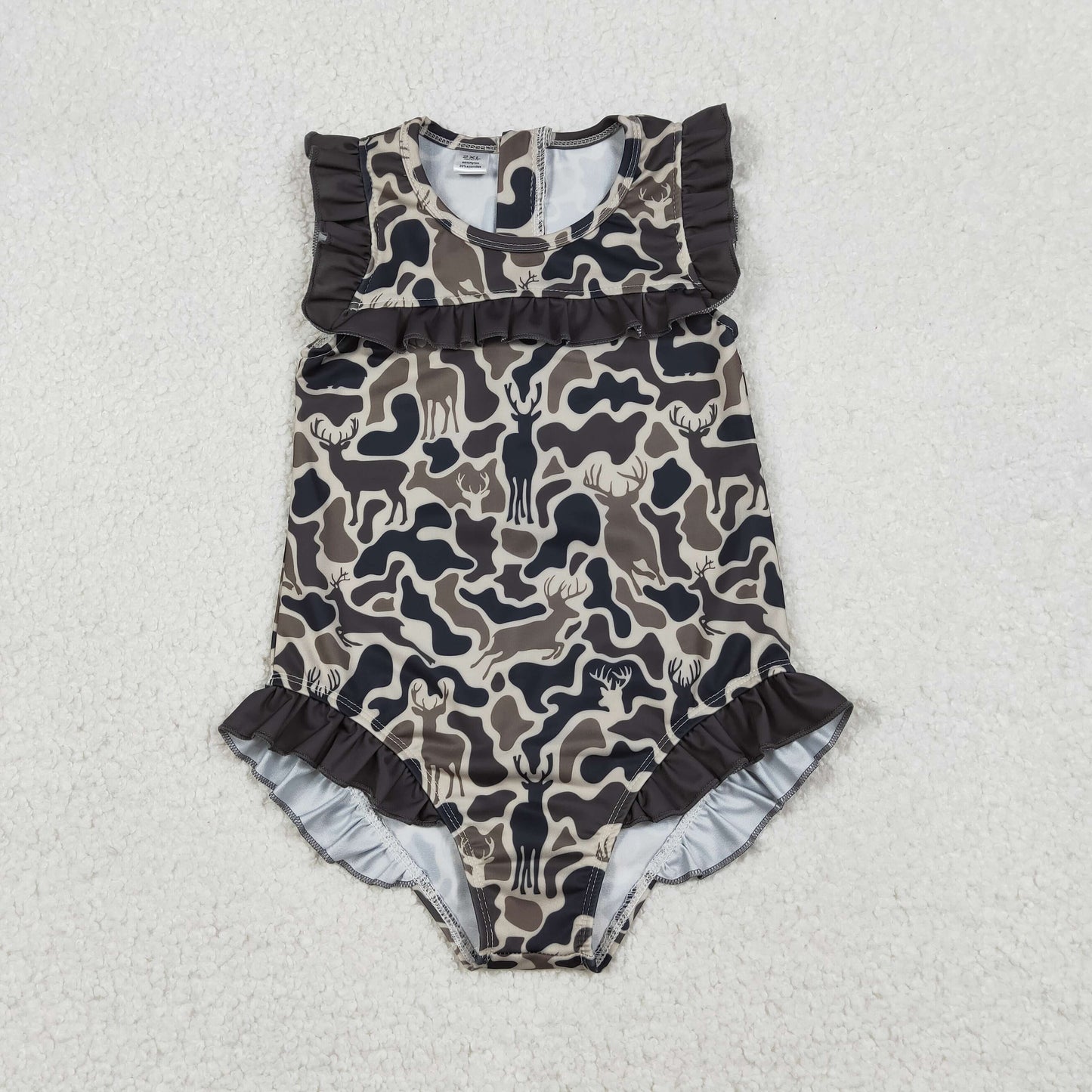 Sibling Baby Girls Southern Hunting Camo Ruffle Swimming Swimsuits