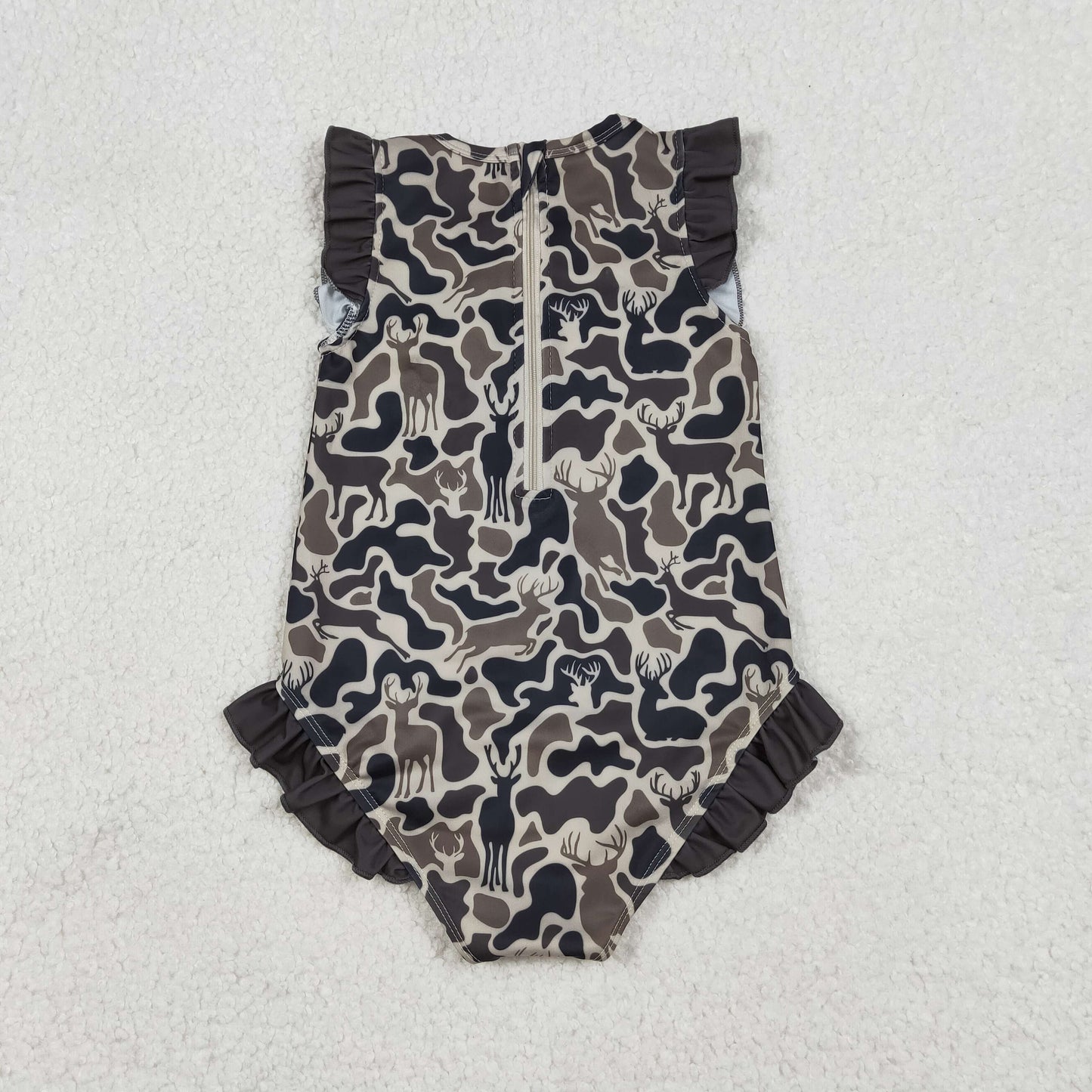 Sibling Baby Girls Southern Hunting Camo Ruffle Swimming Swimsuits