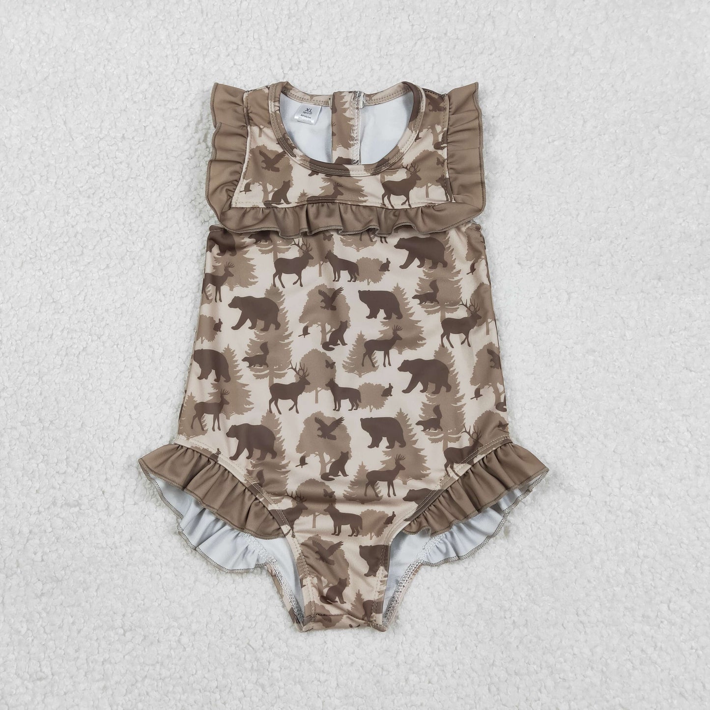 Sibling Baby Girls Southern Hunting Camo Ruffle Swimming Swimsuits