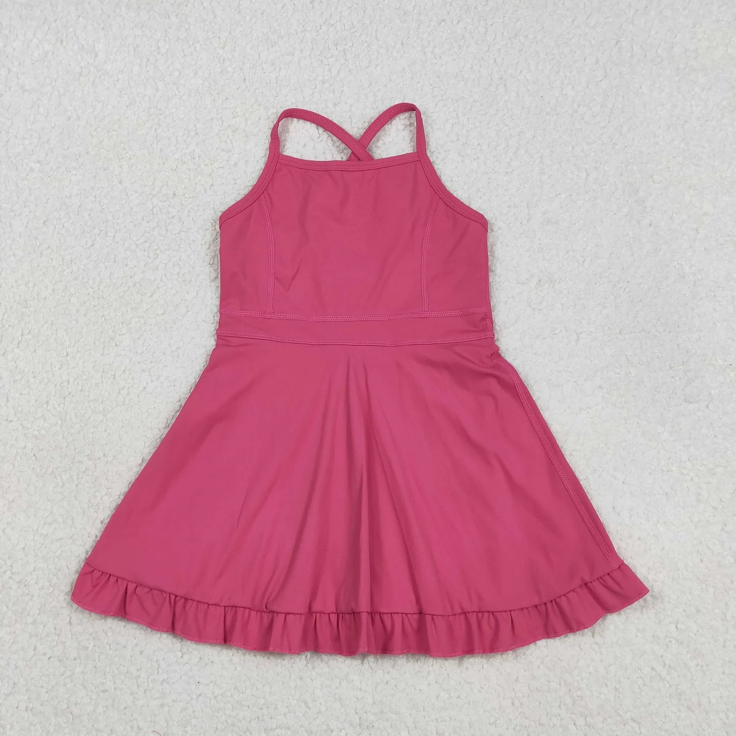 Sibling Baby Girls Summer Solid Color  Strap Yoga Active Knee Length Dress