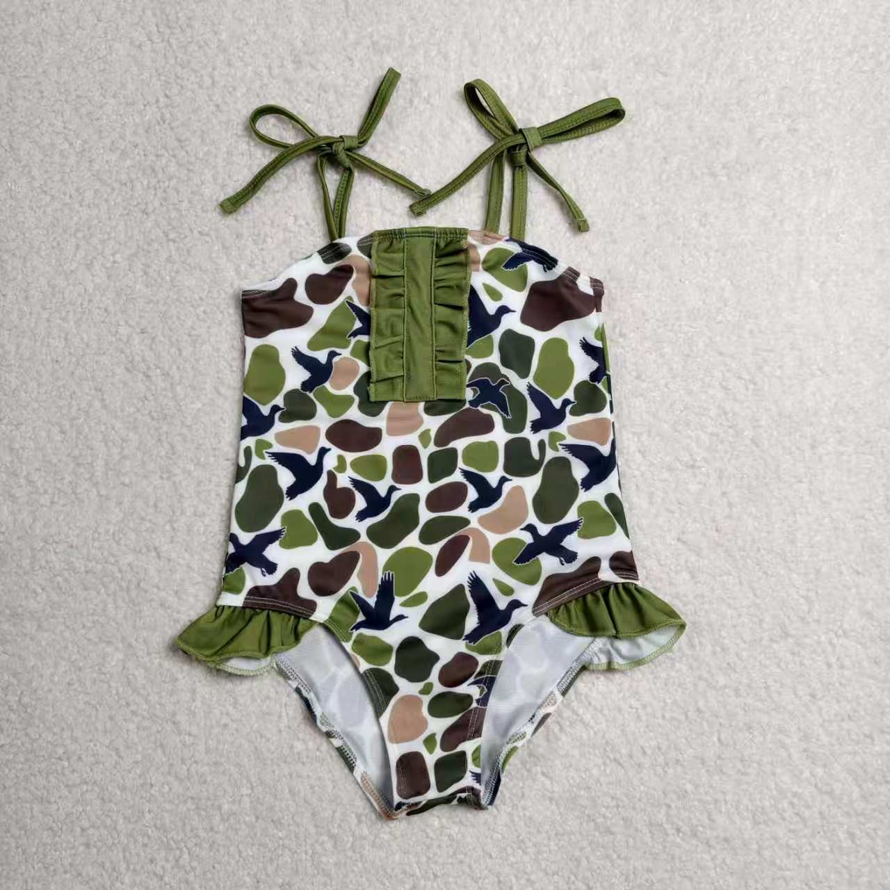 Sibling Baby Girls Boys Green Camo Swimsuits