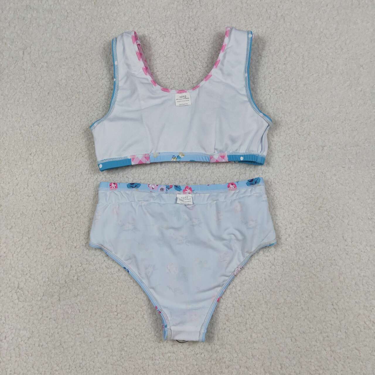 S0777 Baby Girls Summer Flowers Ruffle Top Bummie 2pcs Swimsuits