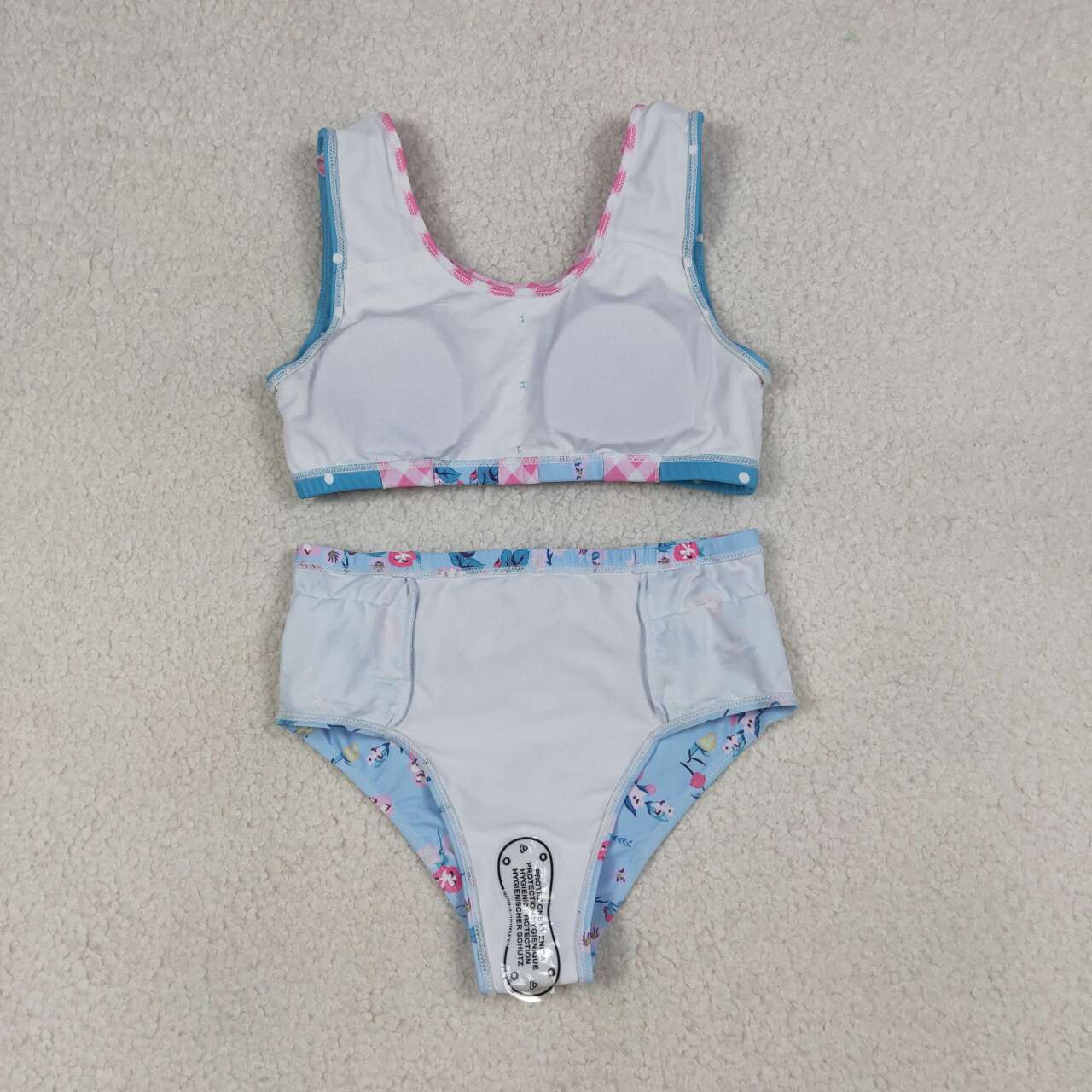 S0777 Baby Girls Summer Flowers Ruffle Top Bummie 2pcs Swimsuits