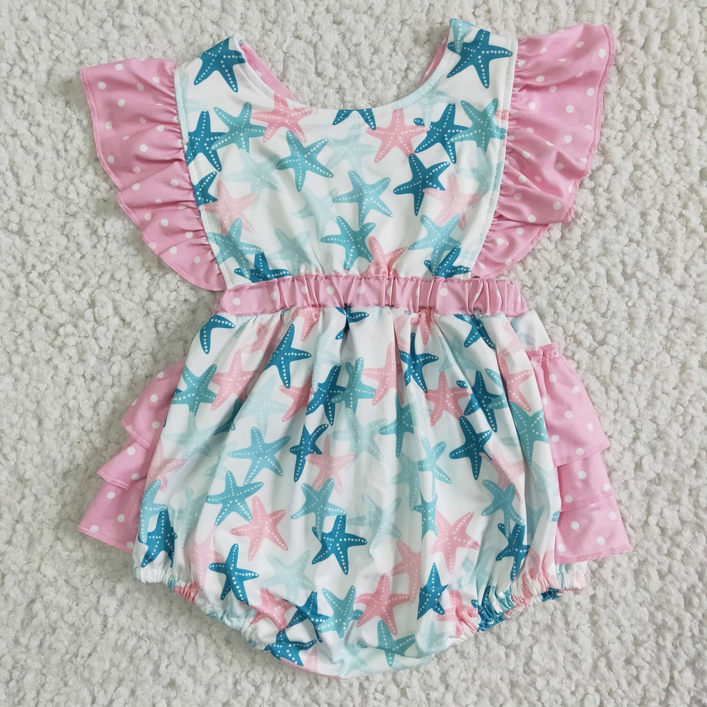 Baby girls sibling starfish summer shorts sets+romper