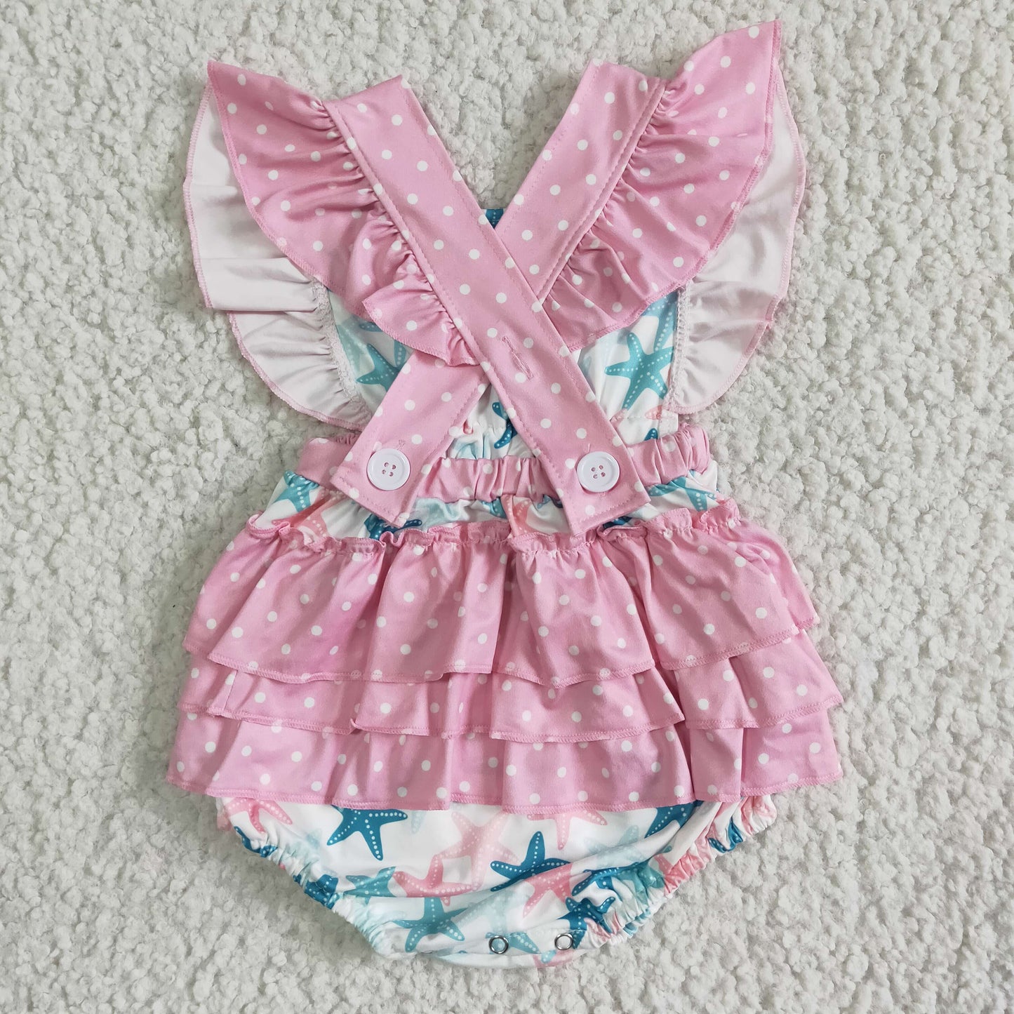 Baby girls sibling starfish summer shorts sets+romper