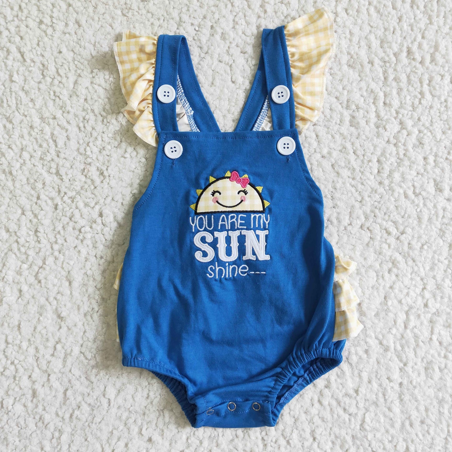 Sibling Baby Girls Boys Embroidery You are My Sunshine Clothes