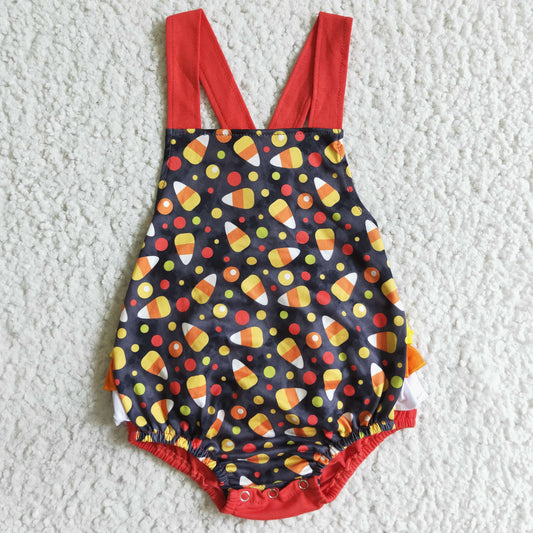 SR0076 Candy Baby Girls Ruffle Bubble Halloween Romper