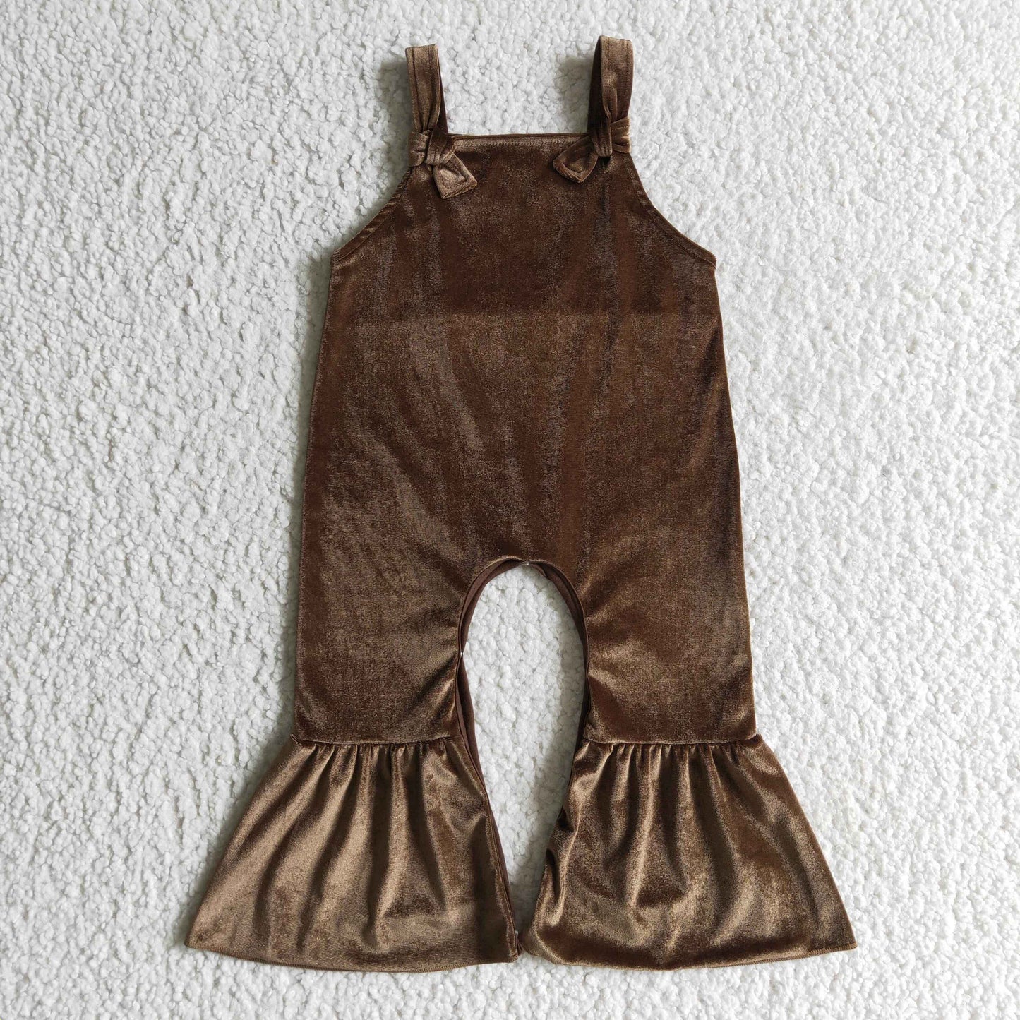 Baby Girls brown velvet romper      SR0090