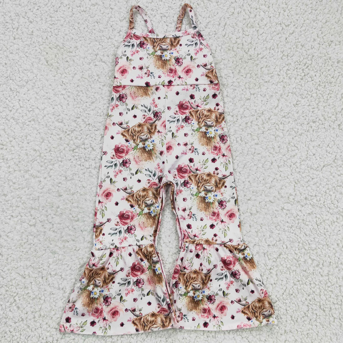 Sibling Baby Girls Strap Western Bell Bottom Jumpsuit