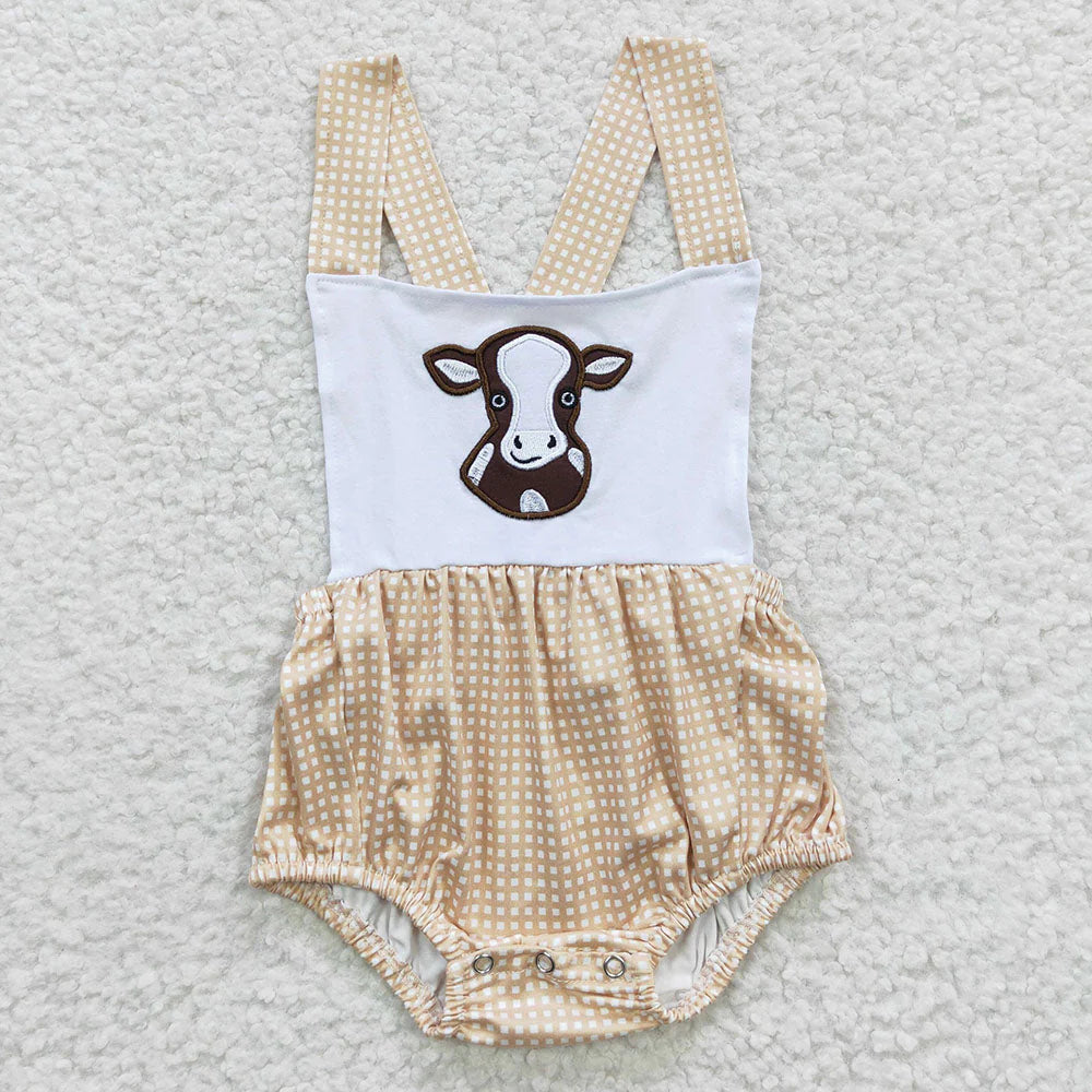 Sibling Boys Baby Girls Western Sunflower Cow Outfits Suits