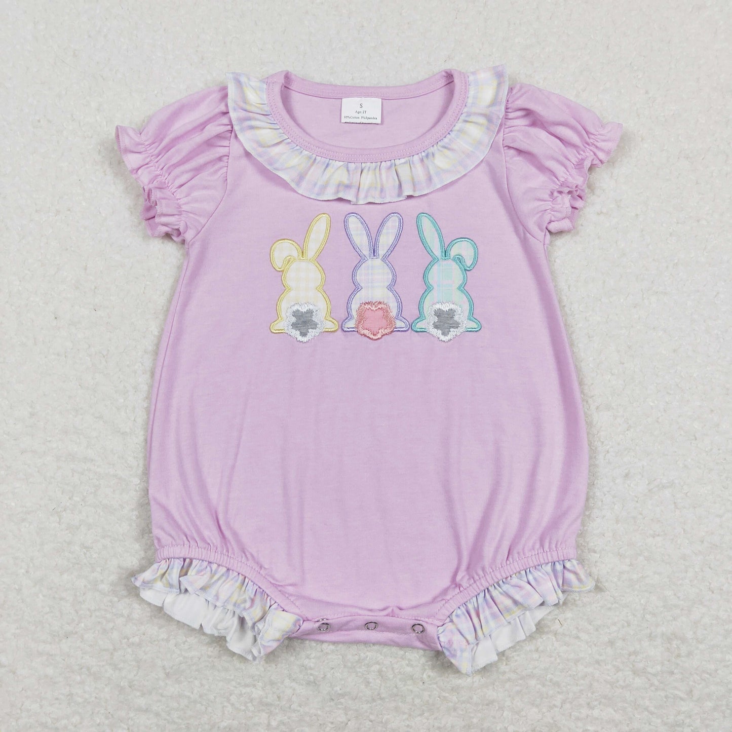 Sibling Baby Kids Embroidery Rabbits Ruffle Pants Easter Clothes Set Rompers