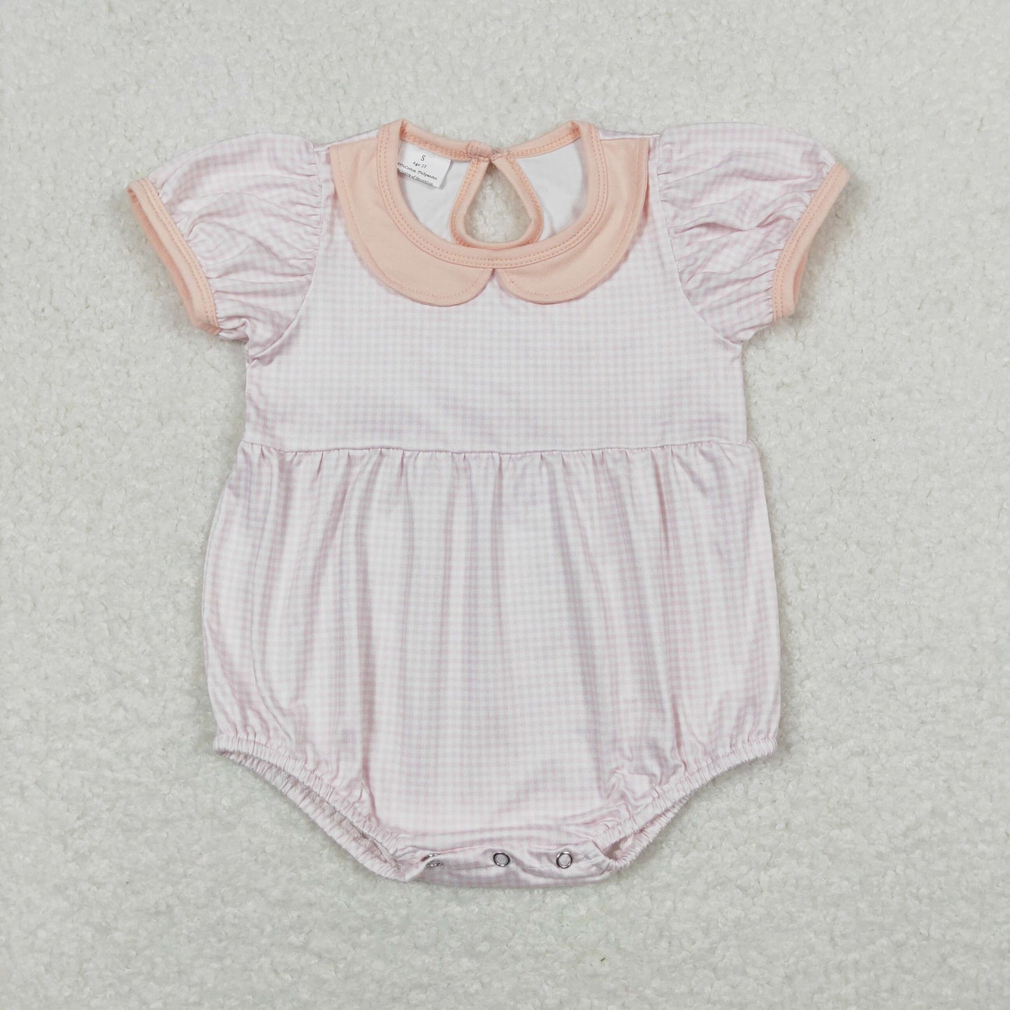 Sibling Baby Boys Girls Pink White Checked Rompers