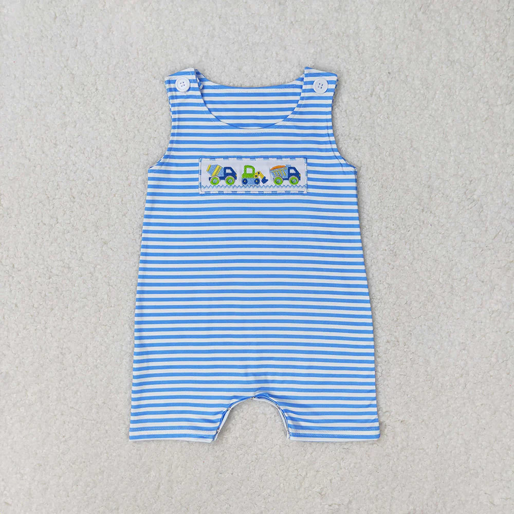 Sibling Embroidery Baby Infant Boys Toddler Sleeveless Rompers